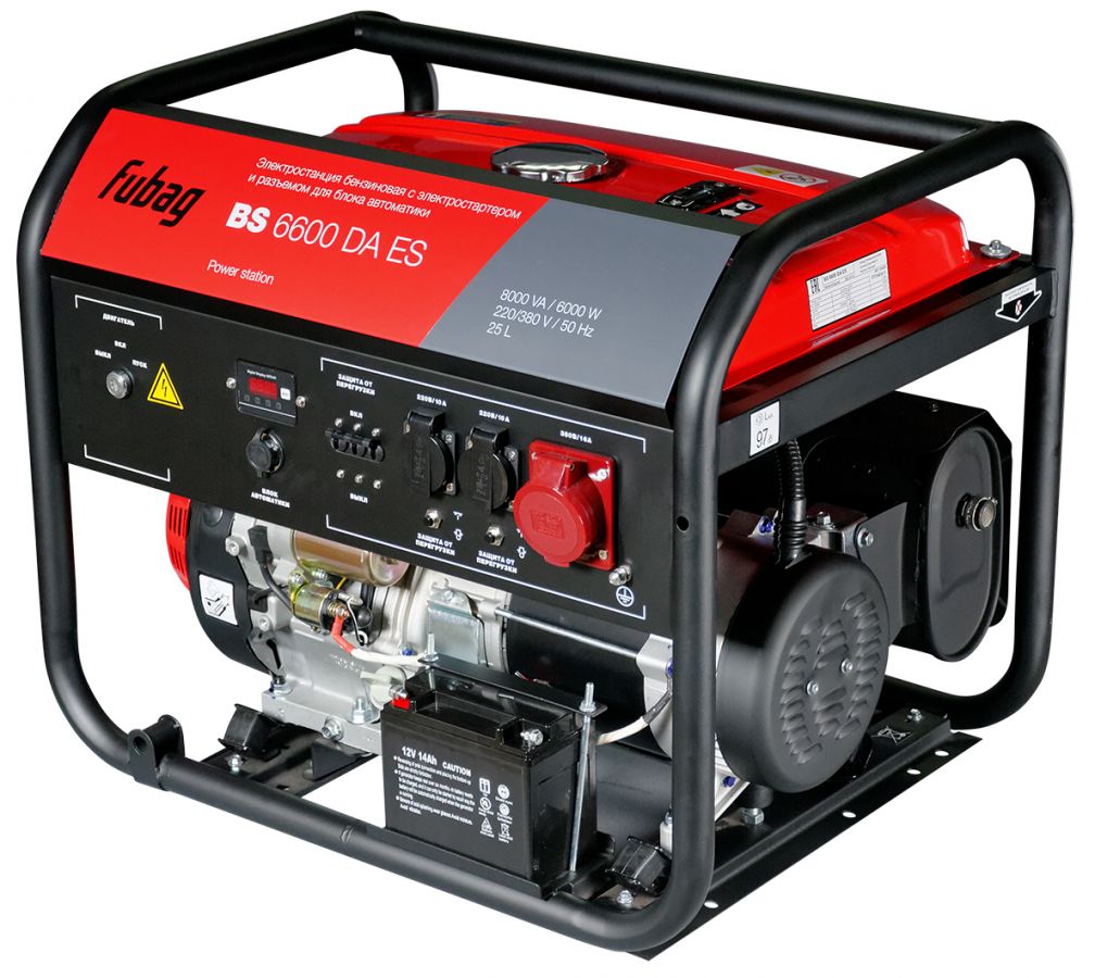Бензиновый генератор Fubag BS 6600 DA ES открытого исполнения с электростартером